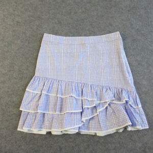Lilly Pulitzer Womens Ruffle Rosalie Skirt Gingham Plaid Lavender Size 2 192
